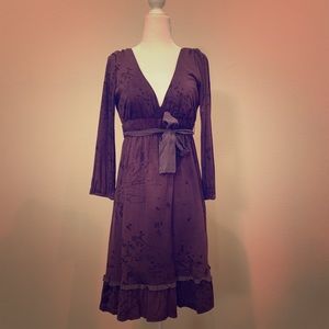 Max & Co Deep V Purple Floral Dress Size S